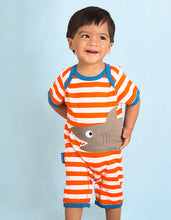 Load image into Gallery viewer, Toby Tiger Organic Shark Applique Romper
